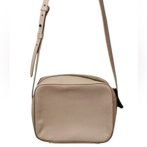 J.Crew small pebble leather crossbody square purse zip closure color nude‎